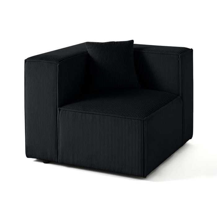Arty - module d'assise gauche - en velours côtelé - Noir