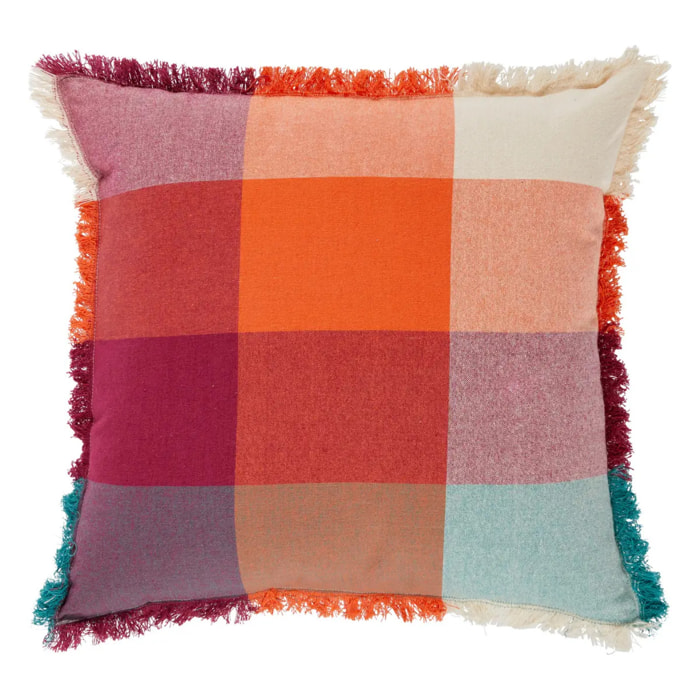 Coussin madras à franges "Yucatan" 45x45cm