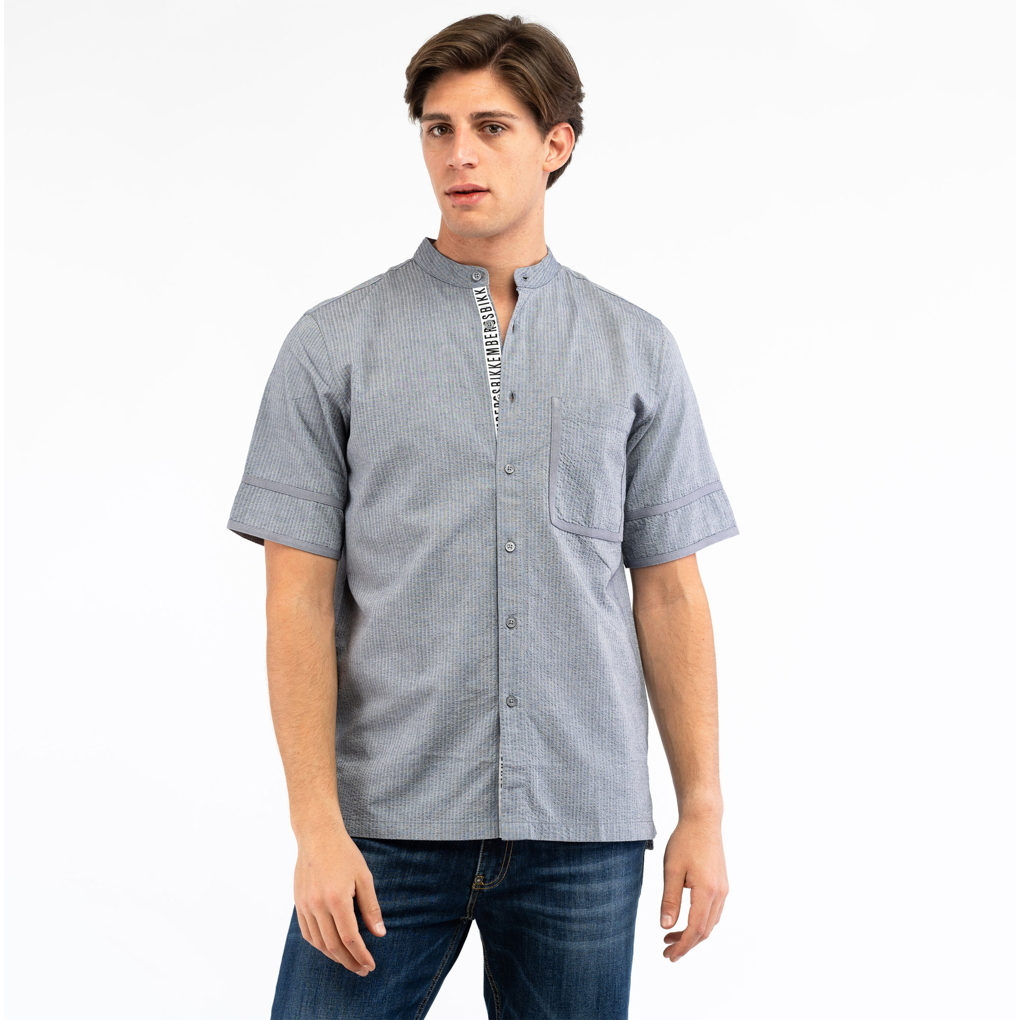 BIKKEMBERGS camicia uomo dress blue
