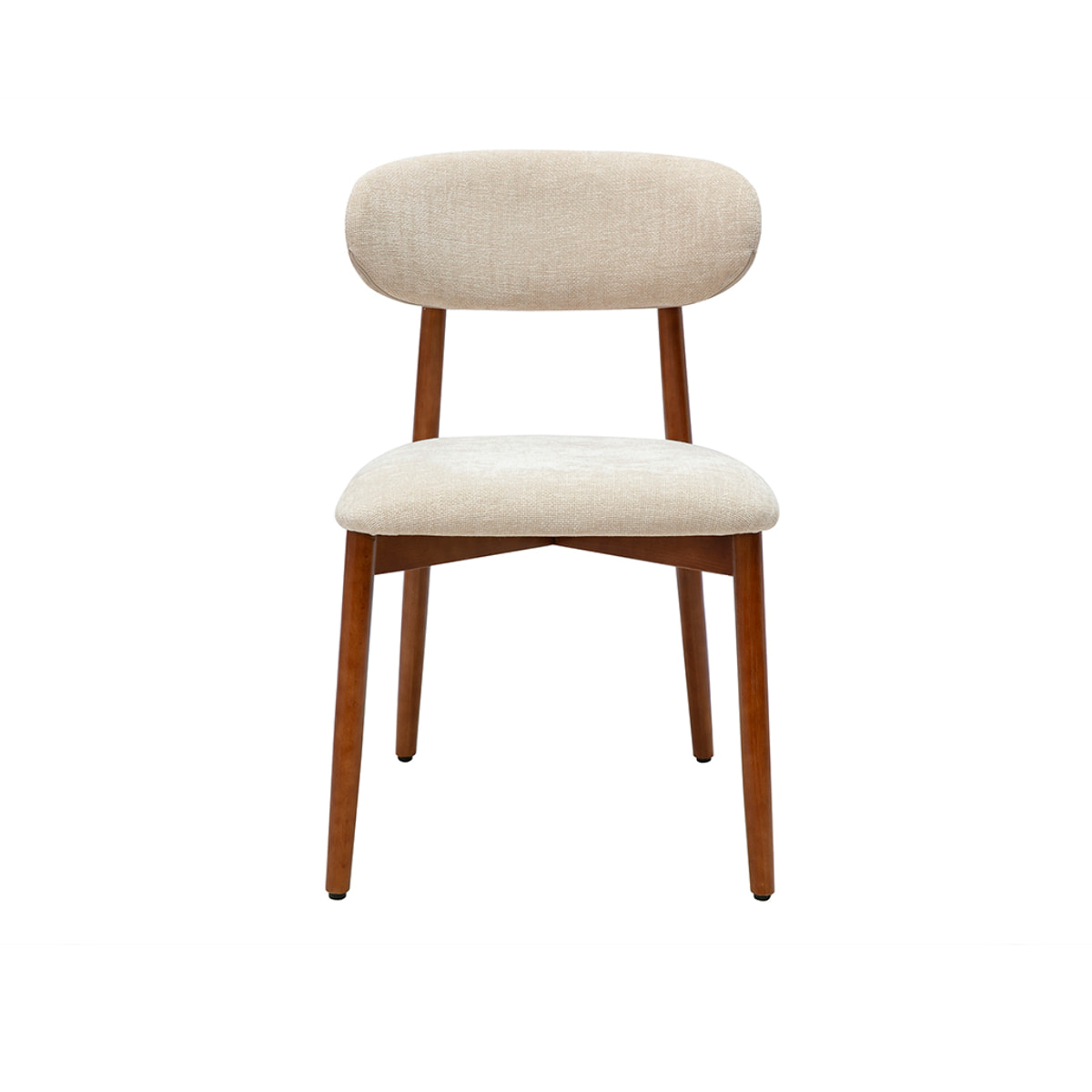 Chaises en tissu effet velours texturé beige et bois foncé noyer (lot de 2) SIAME