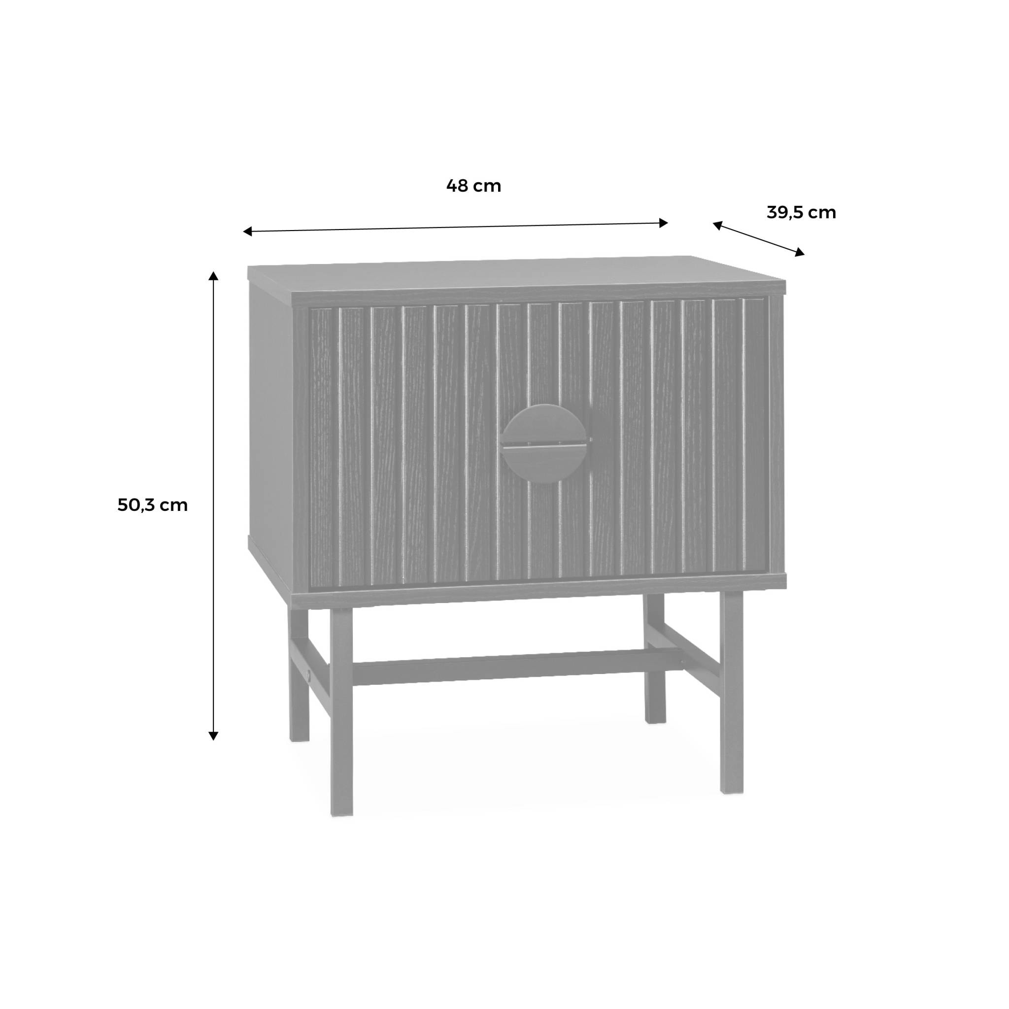 Lot de 2 tables de chevet effet bois foncé. un tiroir. L 48 x l 39 x H 50cm