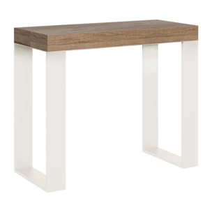 Consola extensible 90x40/196 cm Tecno Small Roble Natural estructura Blanca