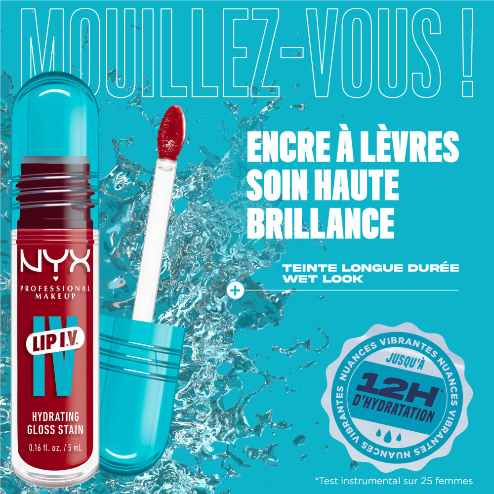 NYX Professional Makeup, Lip IV, Gloss, jusqu'à 12h d'hydratation, hautement pigmenté, fini brillant, Cherry Drenched