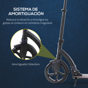 Patinete Plegable 2 Ruedas Altura Ajustable Aluminio Niños Adultos 100 kg Negro