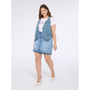 Fiorella Rubino - Gilet denim con applicazioni luminose - Azzurro