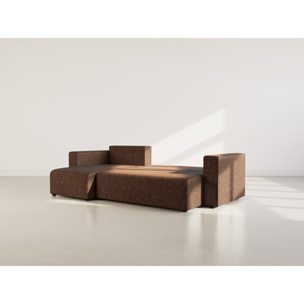 Topaze - canapé d'angle réversible 4 places convertible avec coffre en simili - Marron