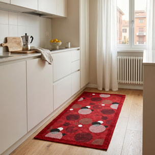 Tappeto Cucina Antiscivolo Made in Italy in Ciniglia Lavabile, Passatoia con Retro Gommato e Fantasia Geometrica Balls, Ideale per Cucina, Ingresso e Corridoio