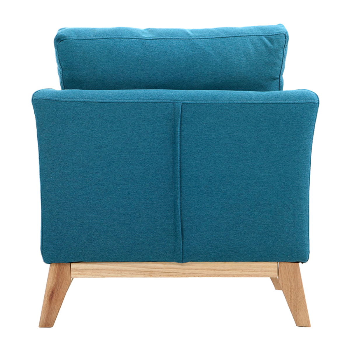 Fauteuil scandinave déhoussable en tissu bleu canard et bois clair OSLO