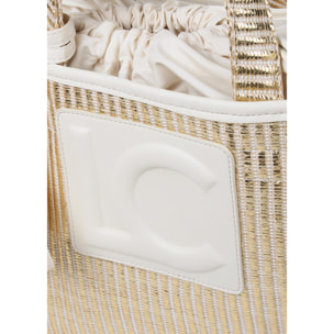 Borsa a cesta piccola effetto rafia metallizzata