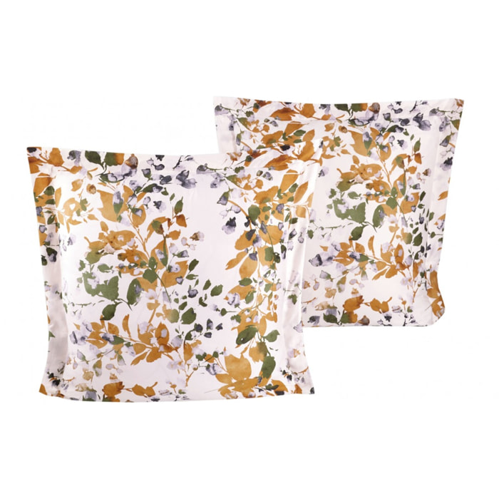 Lot de 2 Taies d'oreiller satin de coton imprimé