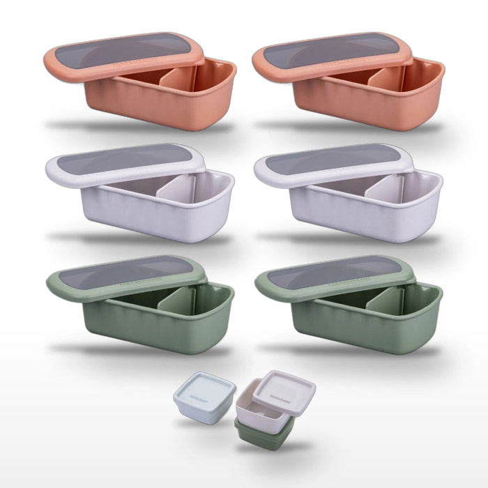 Lot de 6 Lunchboxes et 3 Boîtes à Sauce Fackelmann