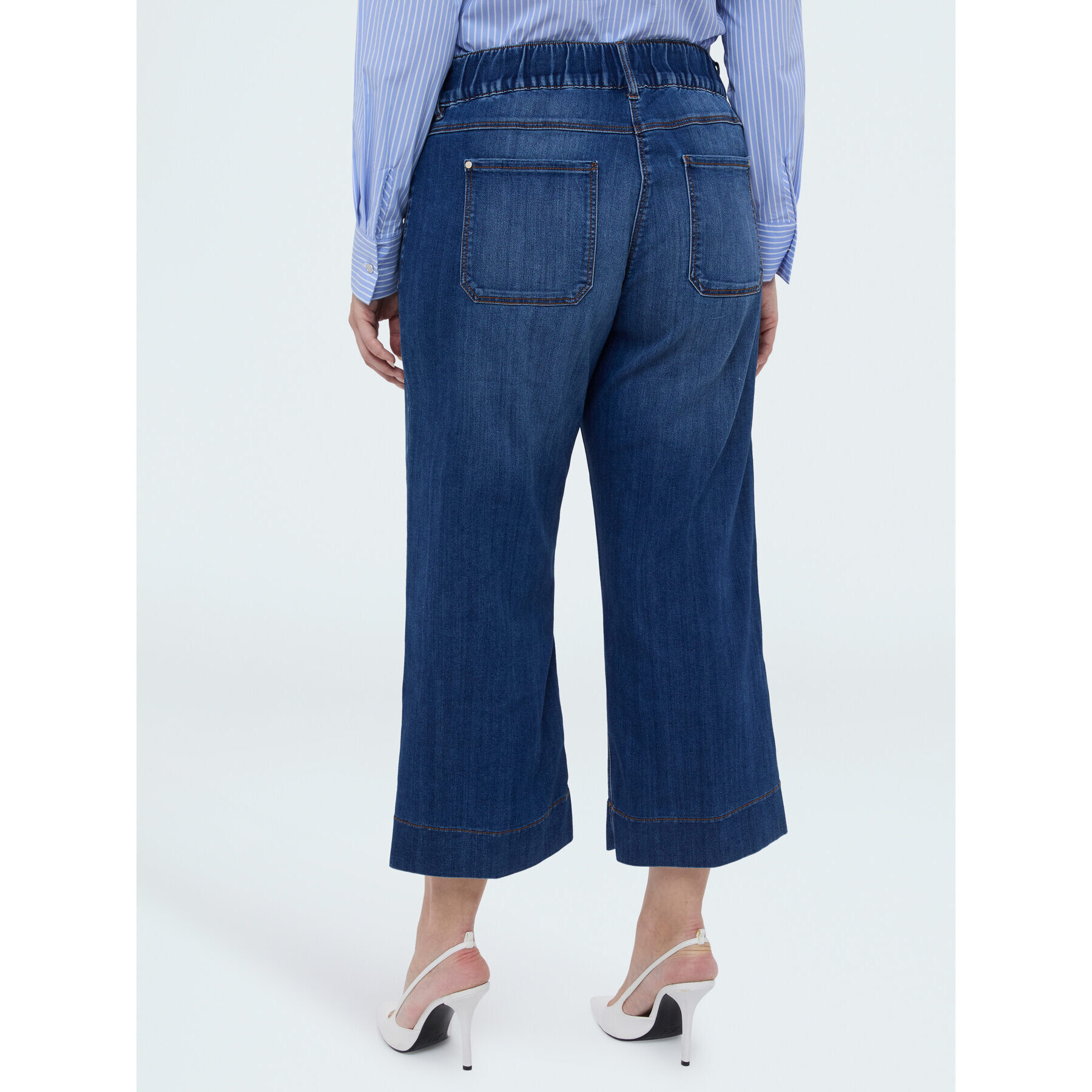 Fiorella Rubino - Jeans cropped con dettaglio catenella sulle tasche - Blu