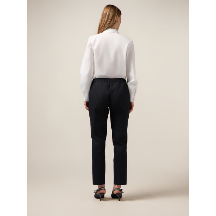 Oltre - Pantalones chinos de raso de algodón - Negro