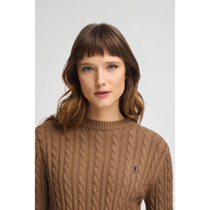 Maglione cammello vigorè a girocollo in misto lana con ricamo Rigby Go
