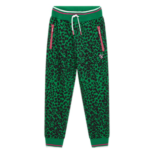 Pantaloni joggers stampa animalier con tasche zippate