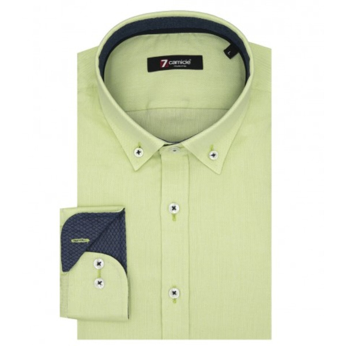 camicia uomo 1 bottone button down slim Oxford Strech Unito Verde Chiaro