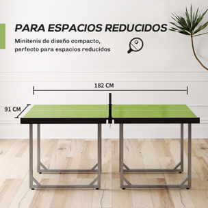 Mesa de Ping-Pong Plegable, 182x91cm, Fácil de Transportar, Resistente a la Intemperie, Estable, Mesa de Tenis con Red y Marco de Acero, para Interior y Exterior, Verde