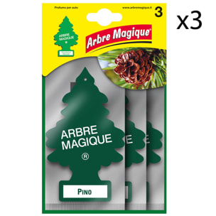 3x Arbre Magique Classic Profumatore Solido per Auto Fragranza Pino