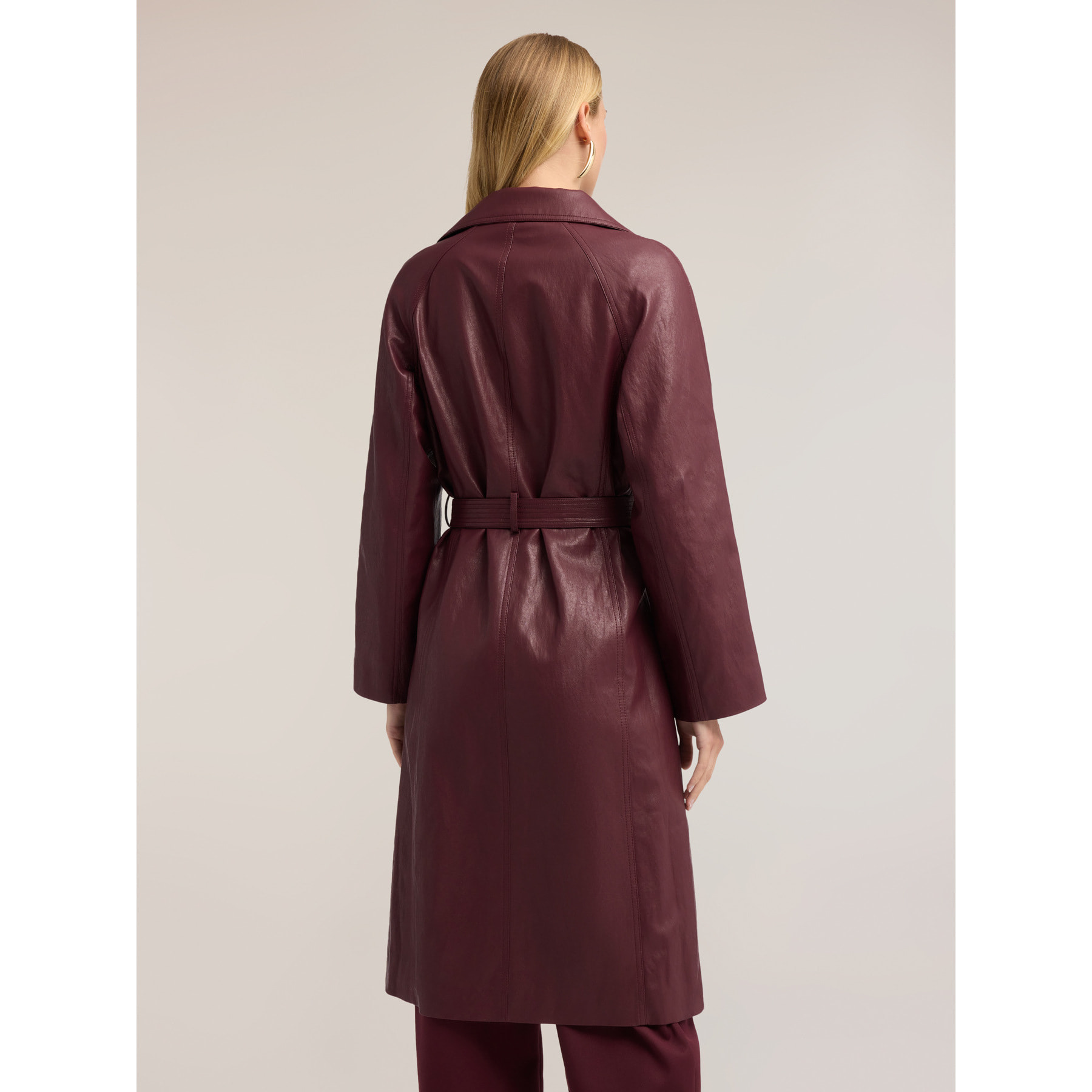 Motivi - Trench con cinturón brillante con hebilla - Burgundy