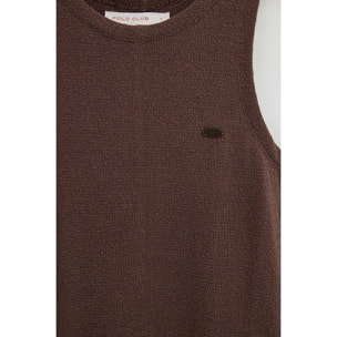 Vestido color chocolate de punto rustico con logo Polo Club