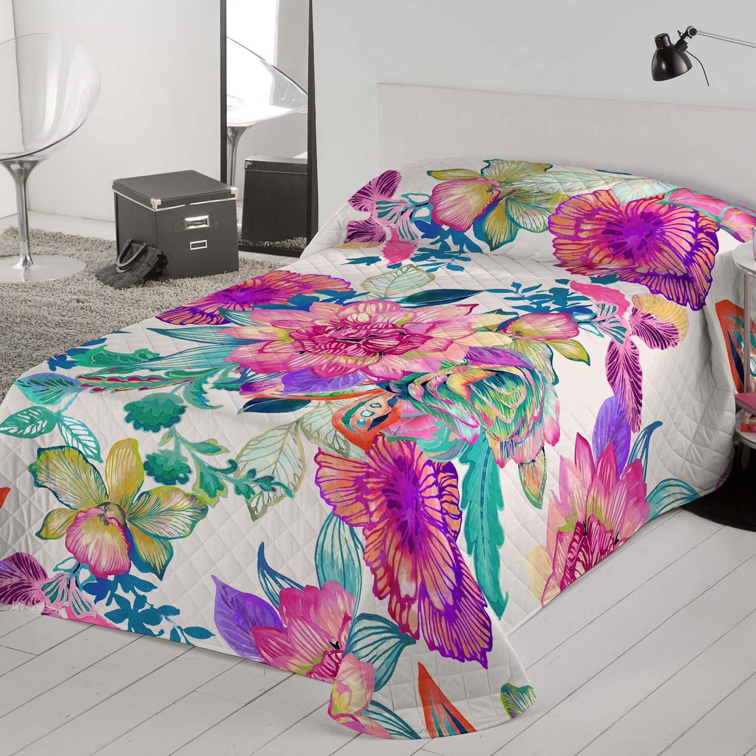 Icehome - Colcha Bouti Estampada - Reversible - 100% Poliéster - Microfibra - 70 gr/m² - Lunea