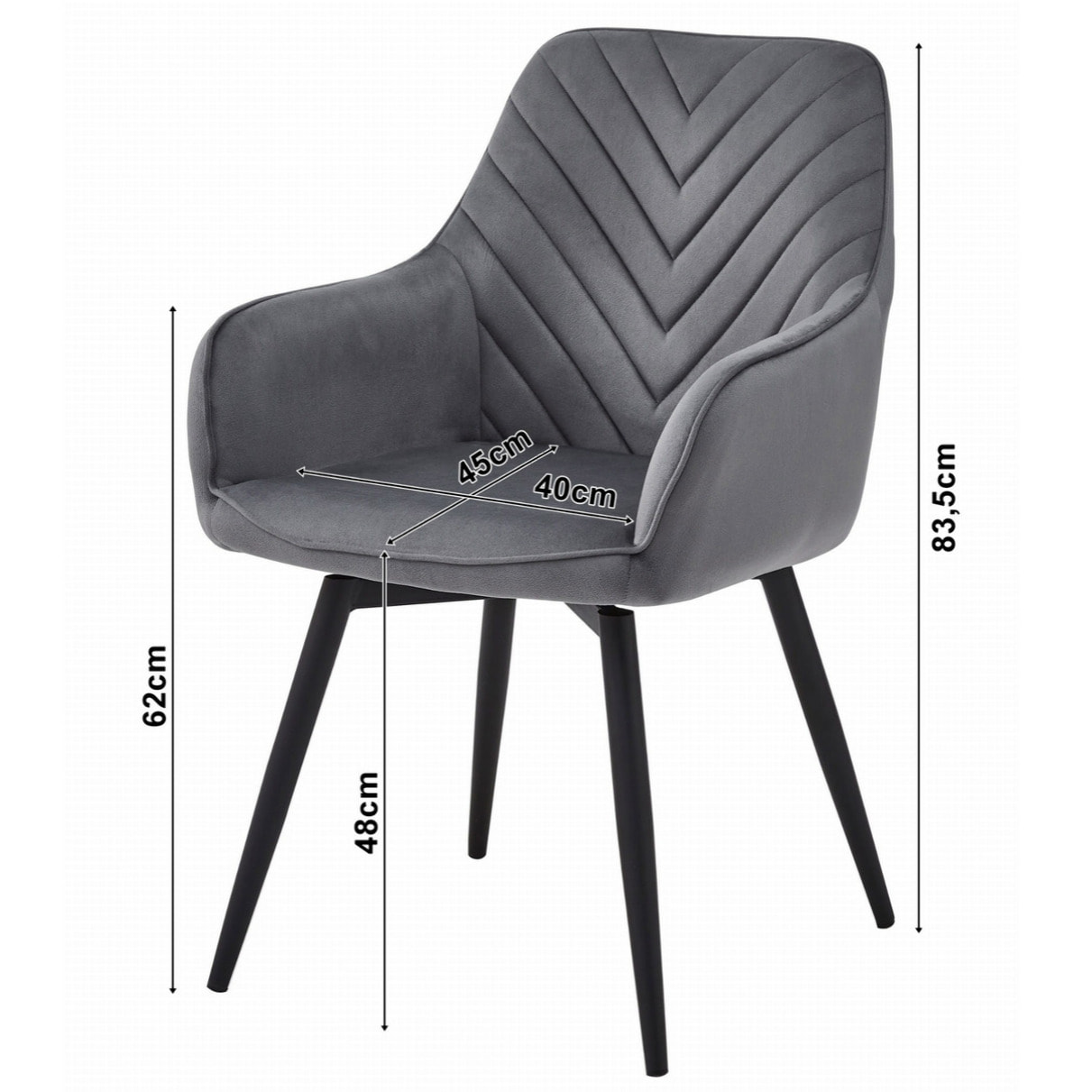 Sedia girevole Nana360 in velluto nero con gambe in metallo