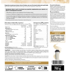 STC NUTRITION - Whey Muscle+ - Protéines Natives - Développement Muscle Sec - Innovation Brevetée Aminolise 100% Digeste - Sans Colorants, Sans Gluten - Vanille -  Lot de 2 Doypack 750g