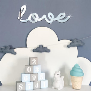 Sticker effet mirroir Love 30 x 10 cm