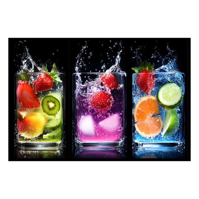 Affiche encadrée cocktails fruités en verres Affiche + cadre en métal - Noir