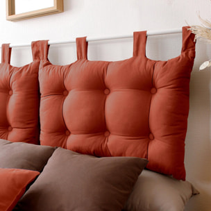 Coussin tête de lit en coton et pattes boutonnées - Brique