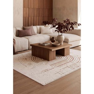 CANDELA Alfombra pelo corto geométrica con relieve crema y terracota, varias medidas disponibles