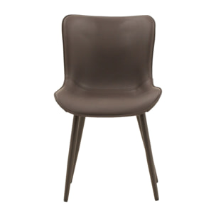 Set di 2 sedie KUDI CHIN in similpelle marrone e gambe in metallo marroni