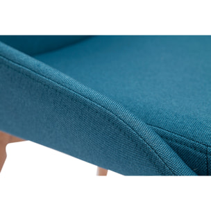 Chaises scandinaves en tissu bleu canard et bois clair massif (lot de 2) HOLO