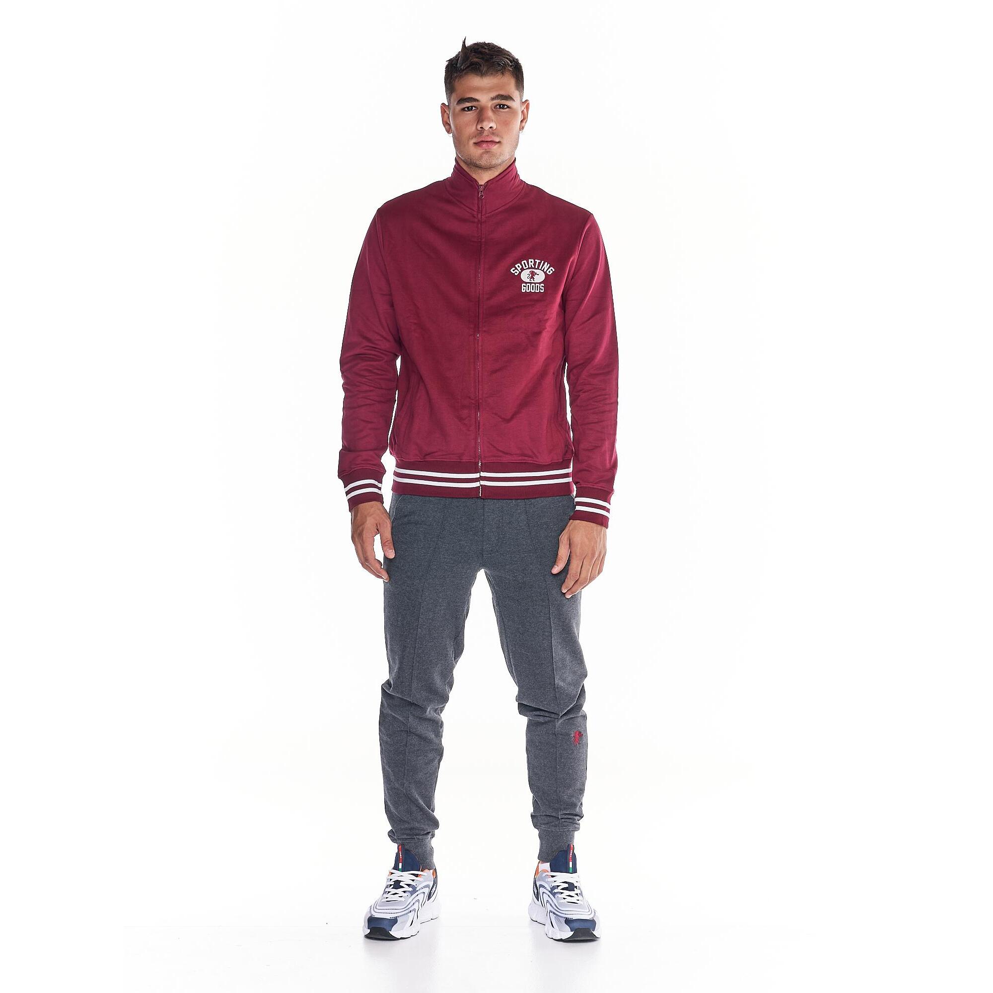 Chándal universitario con cremallera completa y cuello alto para hombre