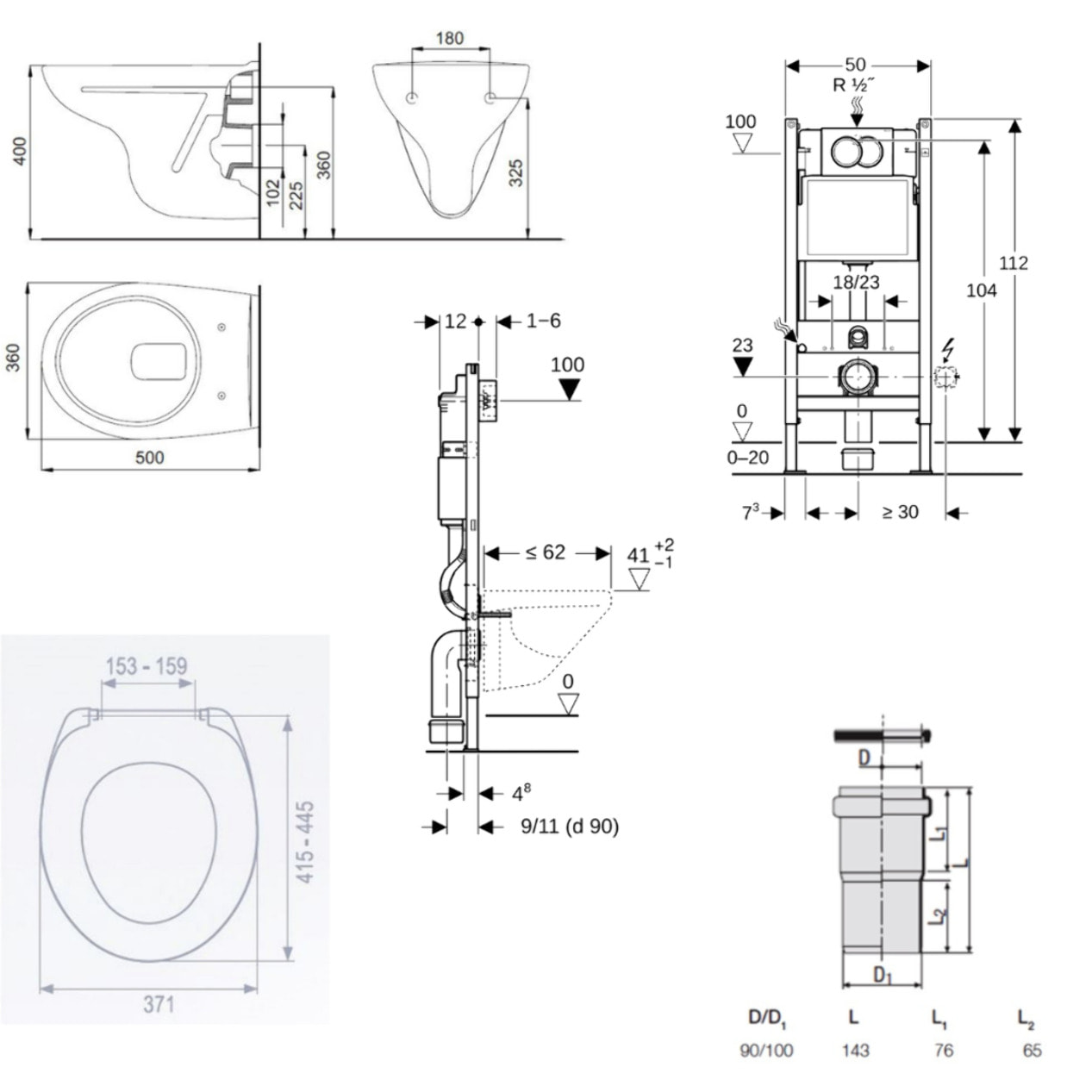 Pack WC Bati-support Geberit Duofix + WC suspendu Jika Neo + Abattant + Plaque blanche + Set d'habillage (S-LineProGeb3-sabo)
