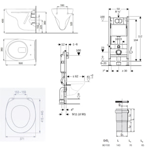 Pack WC Bati-support Geberit Duofix + WC suspendu Jika Neo + Abattant + Plaque blanche + Set d'habillage (S-LineProGeb3-sabo)