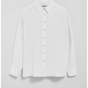 Camisa blanca garment dye de lino con monograma bordado