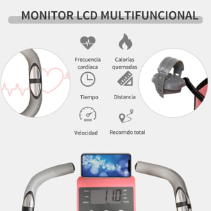 Bicicleta Estática Plegable con Respaldo Altura y Resistencia Ajustables Rosa