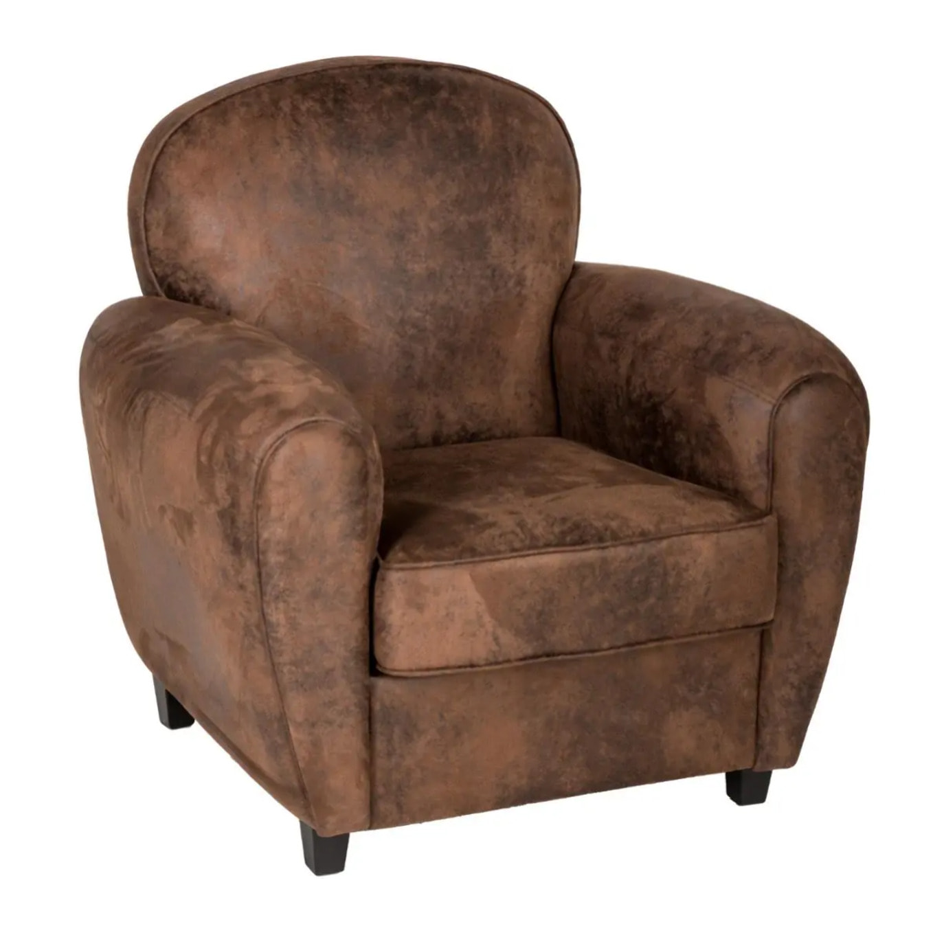 Fauteuil club "Stanis" effet cuir marron