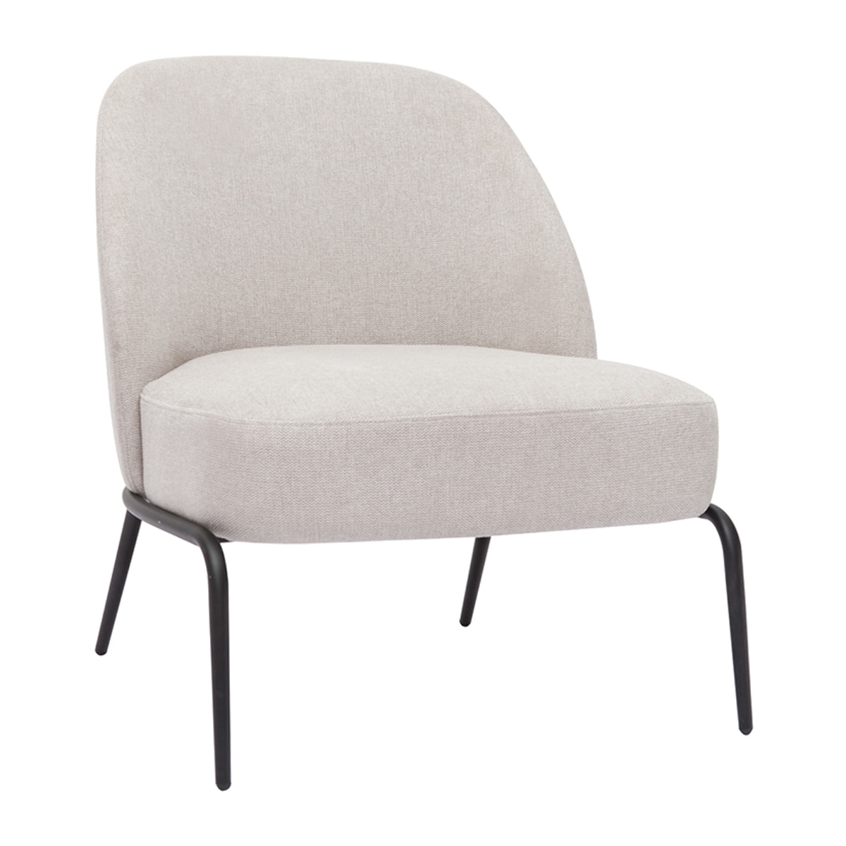 Fauteuil design en tissu effet velours texturé beige et métal noir BREGO