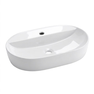 Vasque à poser ovale 60 x 40 cm - blanc brillant - avec trou de robinetterie - sans trop-plein - SAT Infinitio