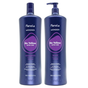 FANOLA Kit Wonder No Yellow Extra Care Shampoo 1000ml + Maschera 1000ml
