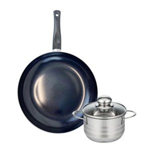 Ensemble de 1 Poêle de cuisson 32 cm et 1 faitout 16 cm Elo Prima Brillant