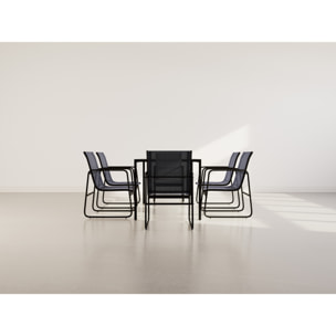 Murillo - ensemble table et chaises de jardin - 6 personnes - noir et gris - Noir / Gris