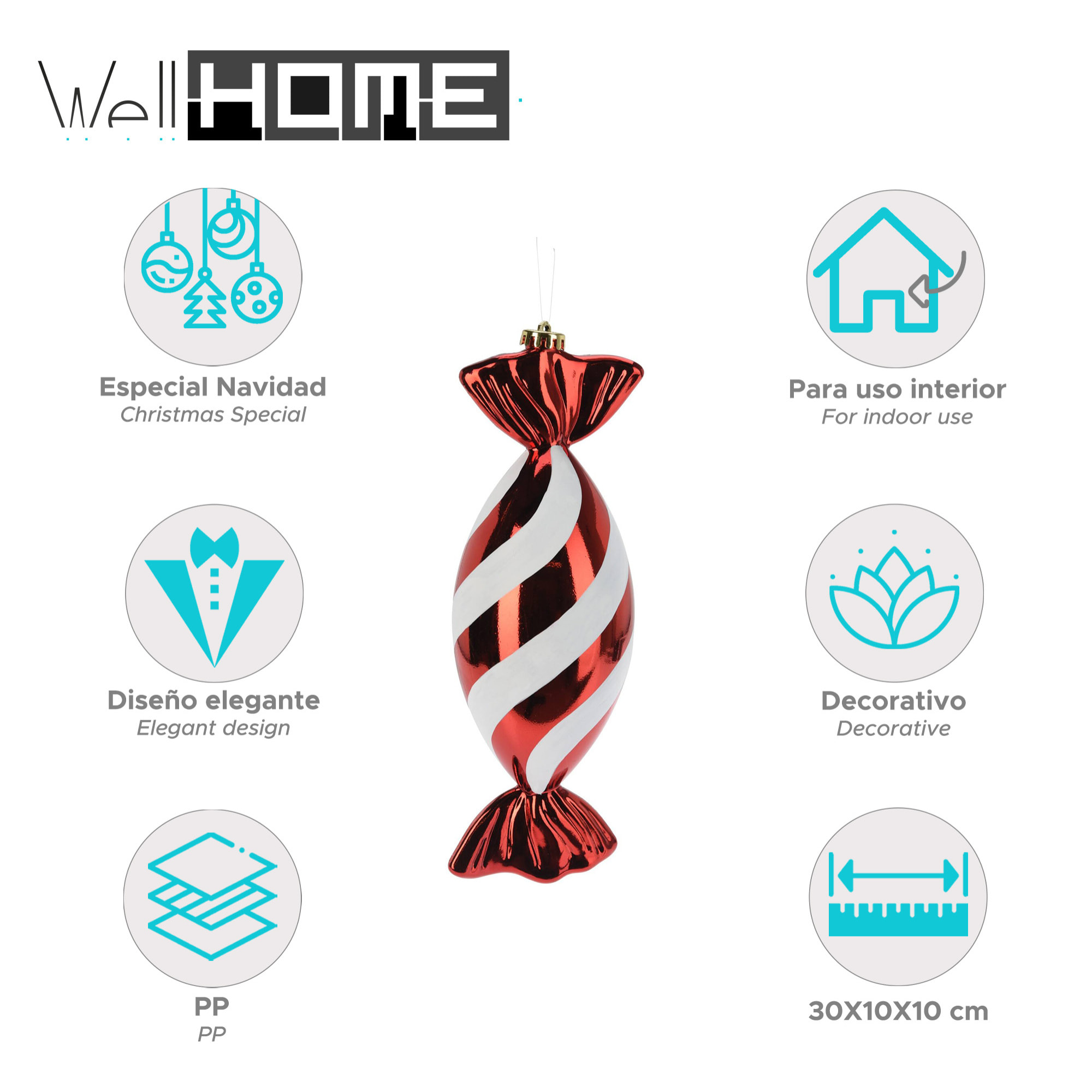 caramelo de bola de navidad para decoración 10x10x30cm