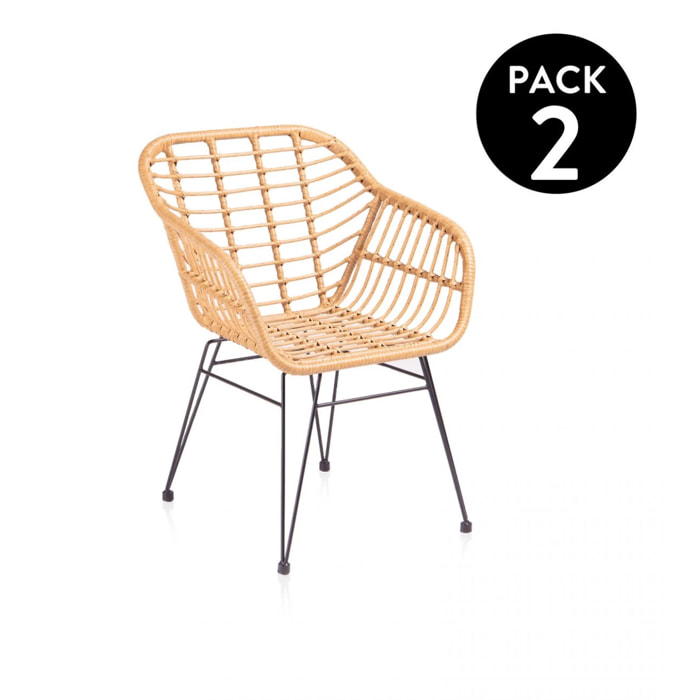 Pack 2 sillas de exterior Zaza Rattan