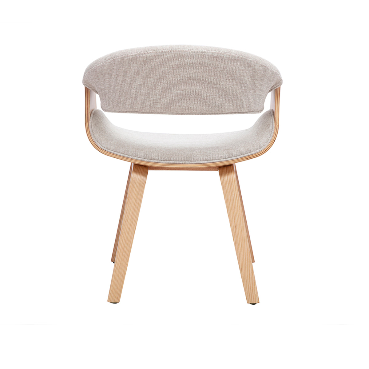 Chaise design en tissu effet velours texturé beige et bois clair ARAMIS