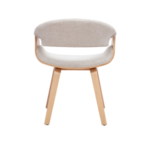 Chaise design en tissu effet velours texturé beige et bois clair ARAMIS
