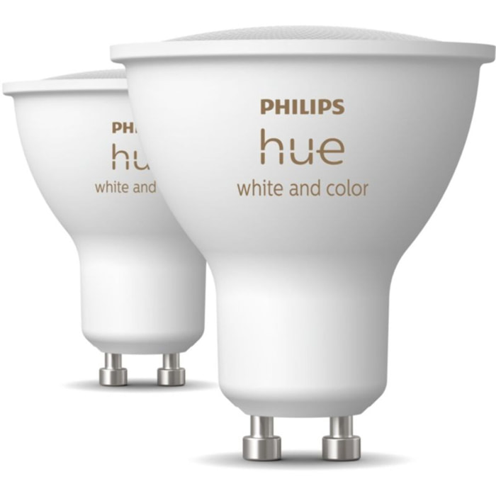Ampoule LED connectée PHILIPS HUE GU10 White&Color Ambiance pack de 2