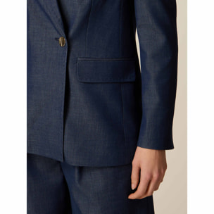 Oltre - Blazer cruzado efecto denim - Azul